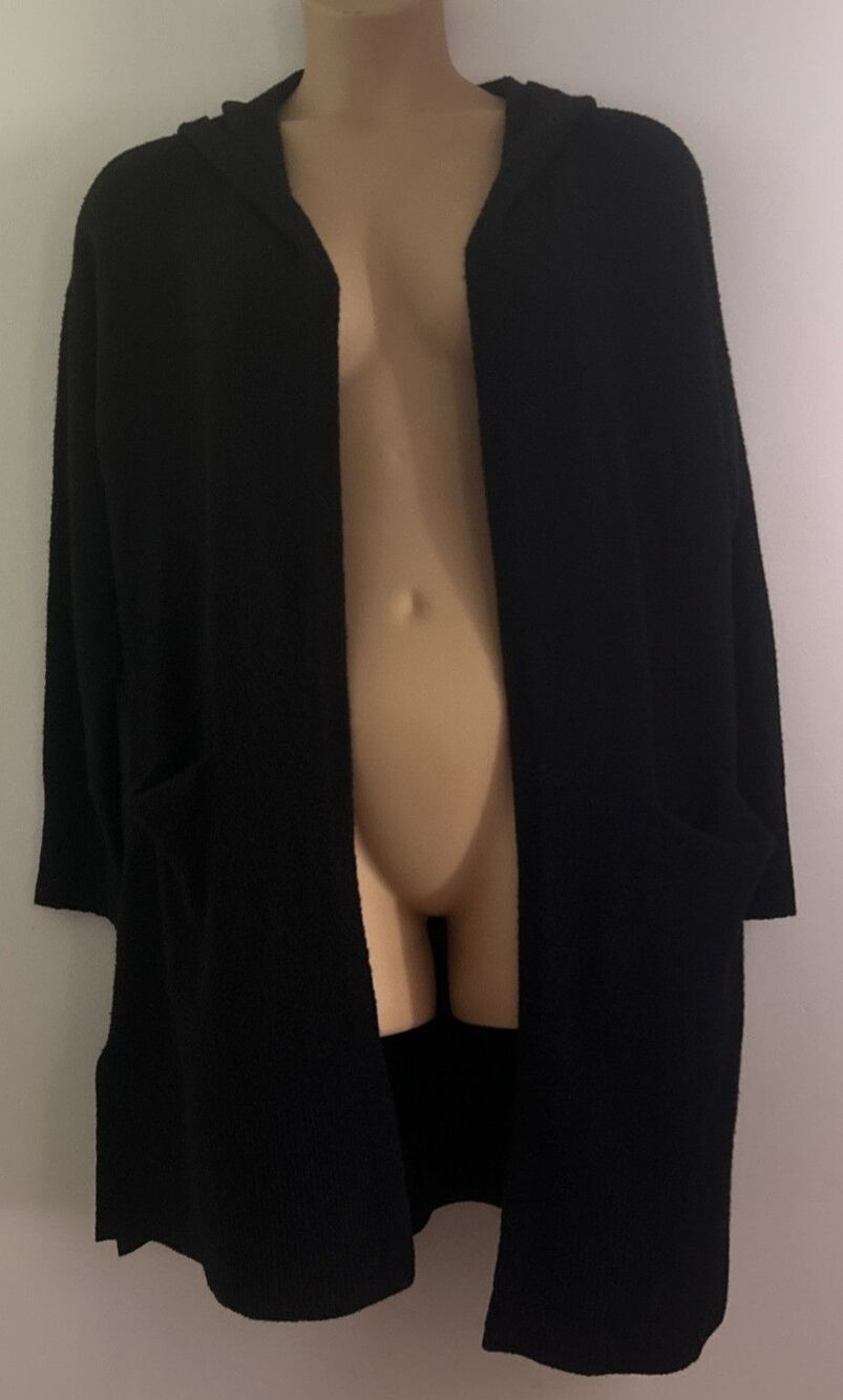 Loft Women's Size Medium Open Front Hoodie Cardigan Black